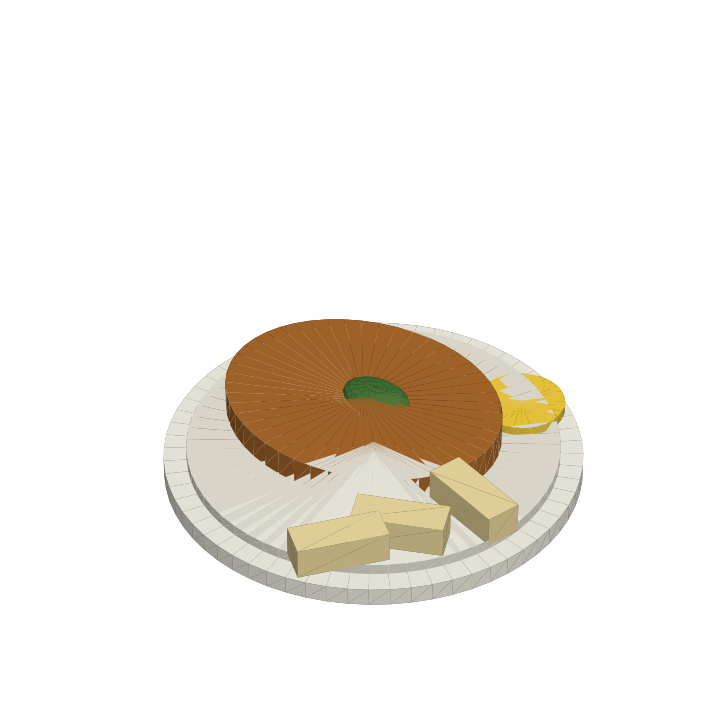 Milanesa con mandioca en 3D